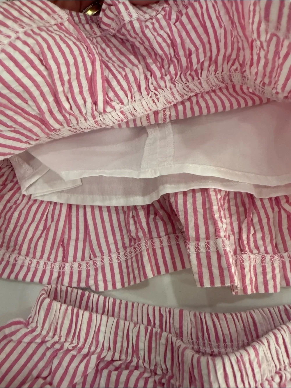 Florence Eiseman Girls’ Pink Stripe Top & Bloomers Set | Strawberry Embroidery